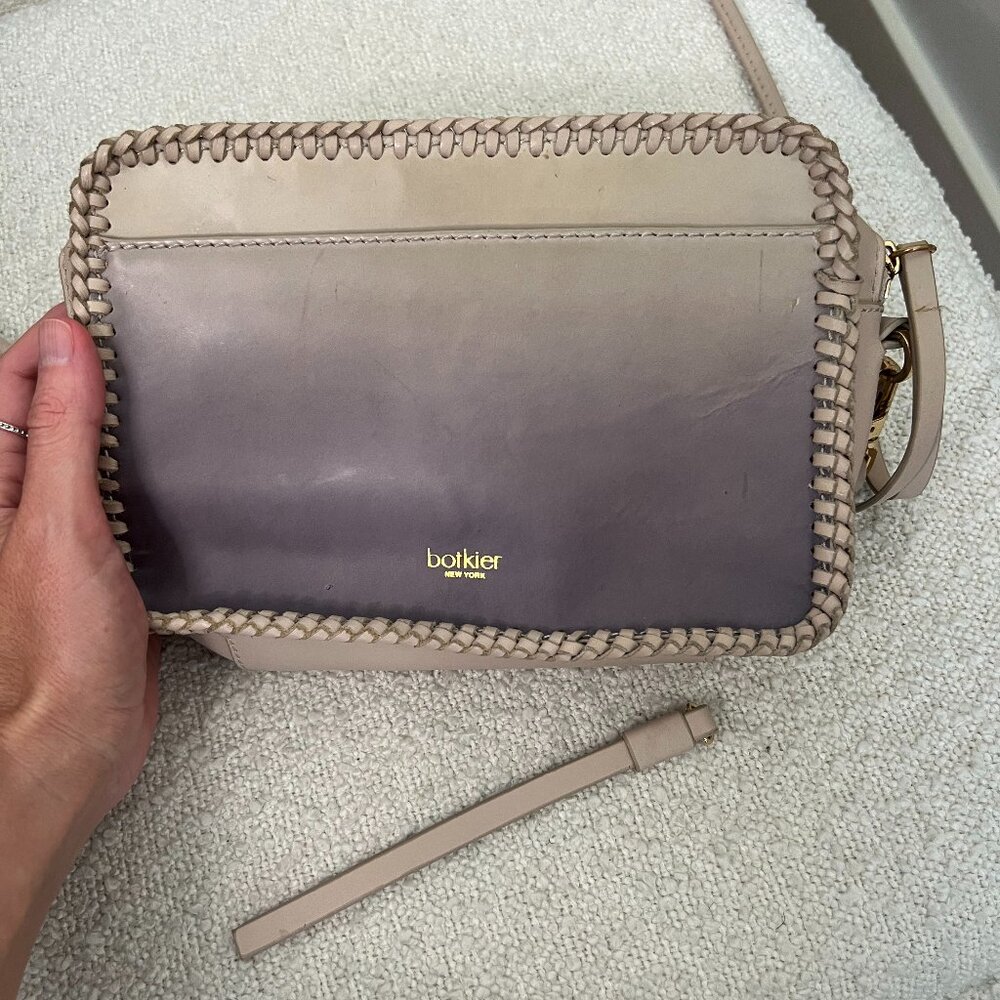 Botkier ombre leather crossbody purse — beige to violet with gold hardware